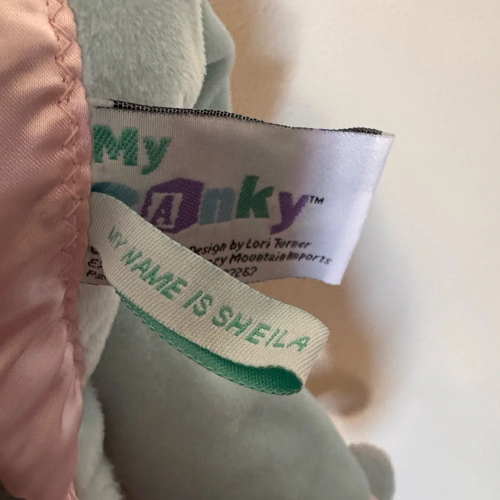 Vintage Sheila My Banky Hippo Security Blanket Lovey plush Pastel NWOT pink blue - Picture 4 of 6
